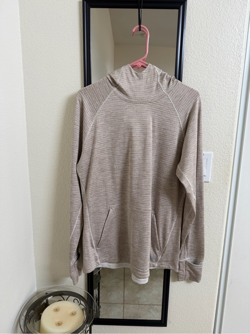 New Balance Beige Striped Pullover Hoodie
